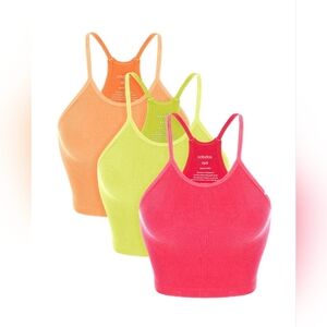 Ododos Women's Ribbed Tank Top - Pink, Orange, and Yellow
